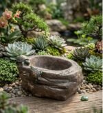 Rustic Resin Stone Turtle Planter - Image 3