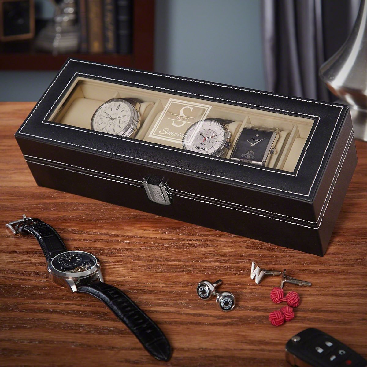 Fossil leather watch box hotsell