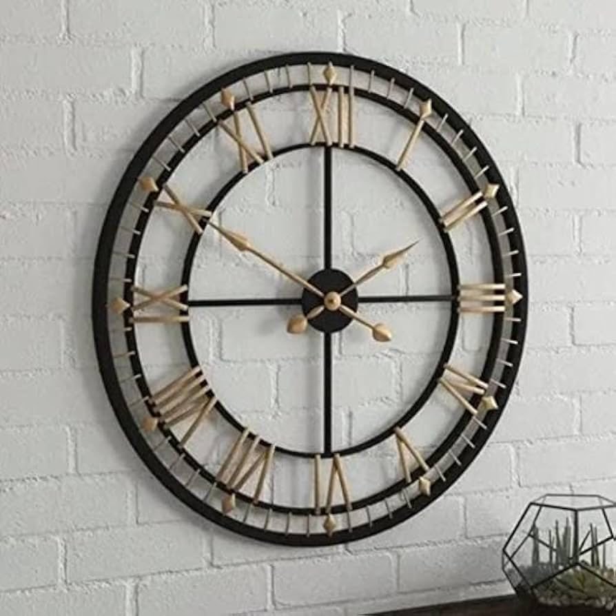 Large Black And White Vintage Wall Clock – Esentiments – no 1 home