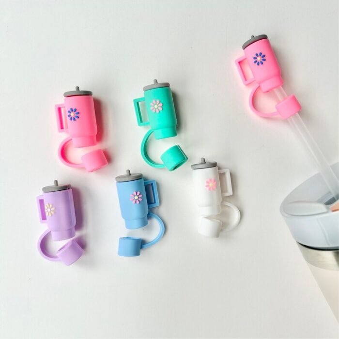 Pack of 4 Silicone Stanley Tumbler Straw Topper Cap - Image 2