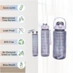  3 Pcs transparent Motivational Time Marker Water Bottle with Straw  - Image 5