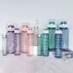  3 Pcs transparent Motivational Time Marker Water Bottle with Straw  - Image 6