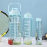  3 Pcs transparent Motivational Time Marker Water Bottle with Straw  - Image 8