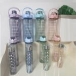  3 Pcs transparent Motivational Time Marker Water Bottle with Straw  - Image 7