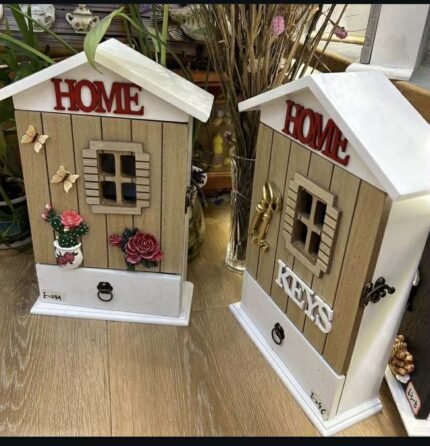 Large Wooden Body Hut Shape Single Door and Drawer Key Holder