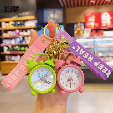 Mini Metal Alarm Clock Keychain Car Pendant