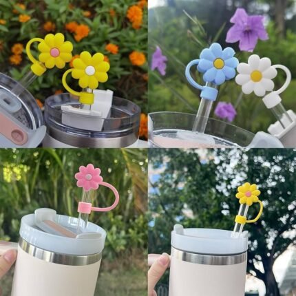Pack of 4 Daisy Straw Cover Cap for Stanley Cup
