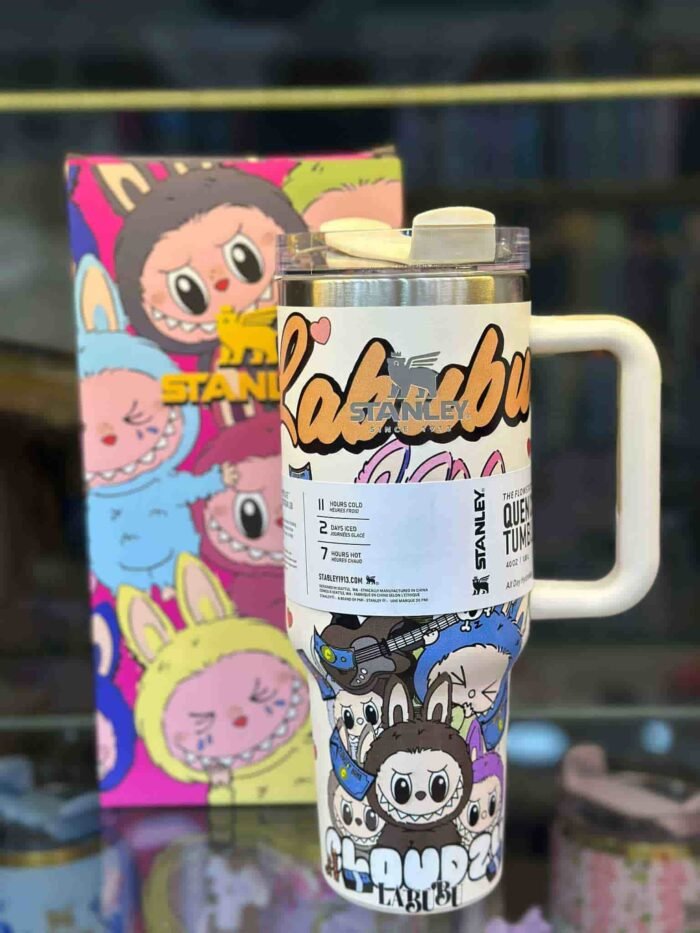 Labubu 40 Oz Stanley Quencher Tumbler H2.0 Dupe with Topper - Image 7