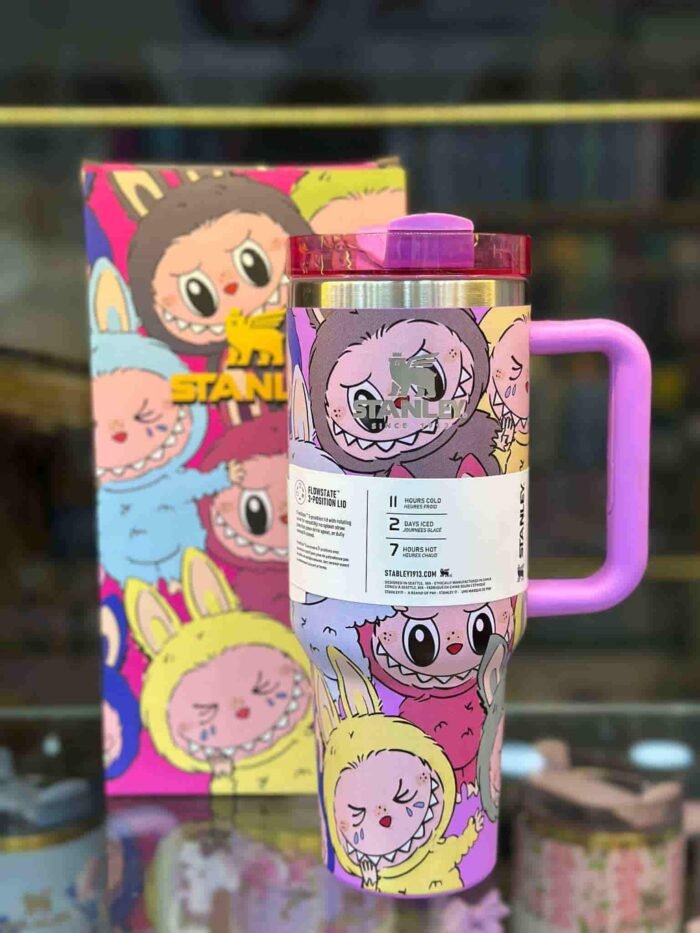 Labubu 40 Oz Stanley Quencher Tumbler H2.0 Dupe with Topper - Image 4