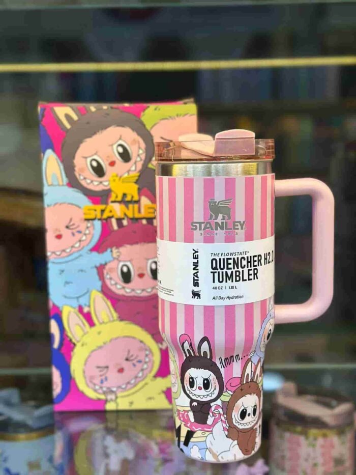 Labubu 40 Oz Stanley Quencher Tumbler H2.0 Dupe with Topper - Image 3