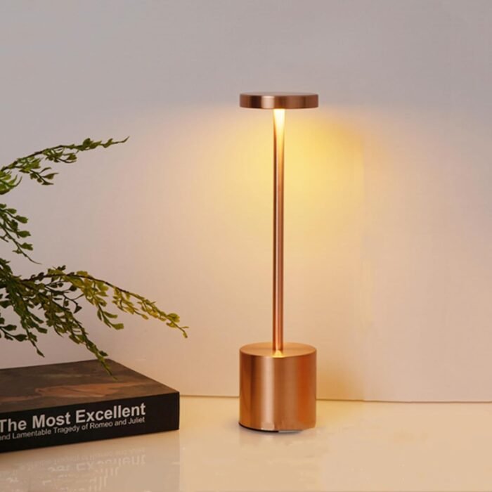 LED Long Stainless Steel Copper Table Lamp - Image 4