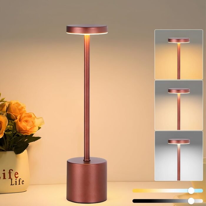 LED Long Stainless Steel Copper Table Lamp - Image 2
