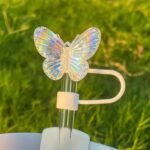 Crystal Acrylic pack of 2 Butterfly Straw Topper for tumbler - Image 3