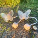 Crystal Acrylic pack of 2 Butterfly Straw Topper for tumbler