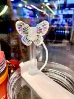 Crystal Acrylic pack of 2 Butterfly Straw Topper for tumbler - Image 4
