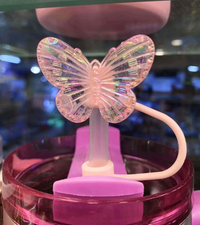 Crystal Acrylic pack of 2 Butterfly Straw Topper for tumbler - Image 5