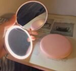 Portable Mini Led Makeup Mirror Folding Double-sided Small Round Rechargeable - Image 5