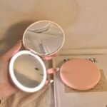 Portable Mini Led Makeup Mirror Folding Double-sided Small Round Rechargeable