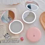 Portable Mini Led Makeup Mirror Folding Double-sided Small Round Rechargeable - Image 4
