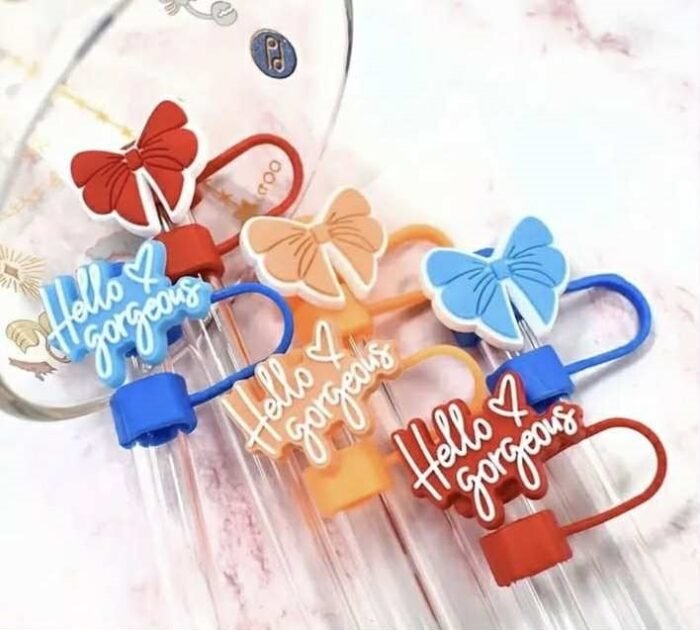 PACK OF 4 PIECE  Soft Plastic, Phrase Straw Toppers - Image 1