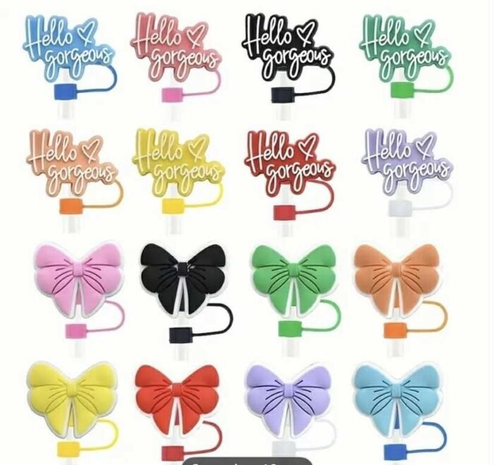 PACK OF 4 PIECE  Soft Plastic, Phrase Straw Toppers - Image 2