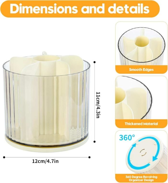 360° Rotating Desk Organizer - 6 Slots Pen and Pencil Holder - Image 2