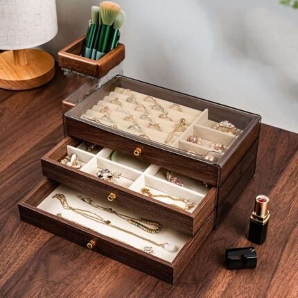 Luxury 3-Layer Wooden Jewelry Organizer