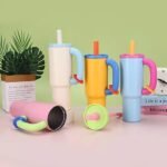 Large 33oz Stainless Steel Tumbler with Straw & Handle | Insulated Travel Cup - Image 5