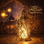 Ramadan Chrome Gold Metal LED lantern Battery Operated - Image 2