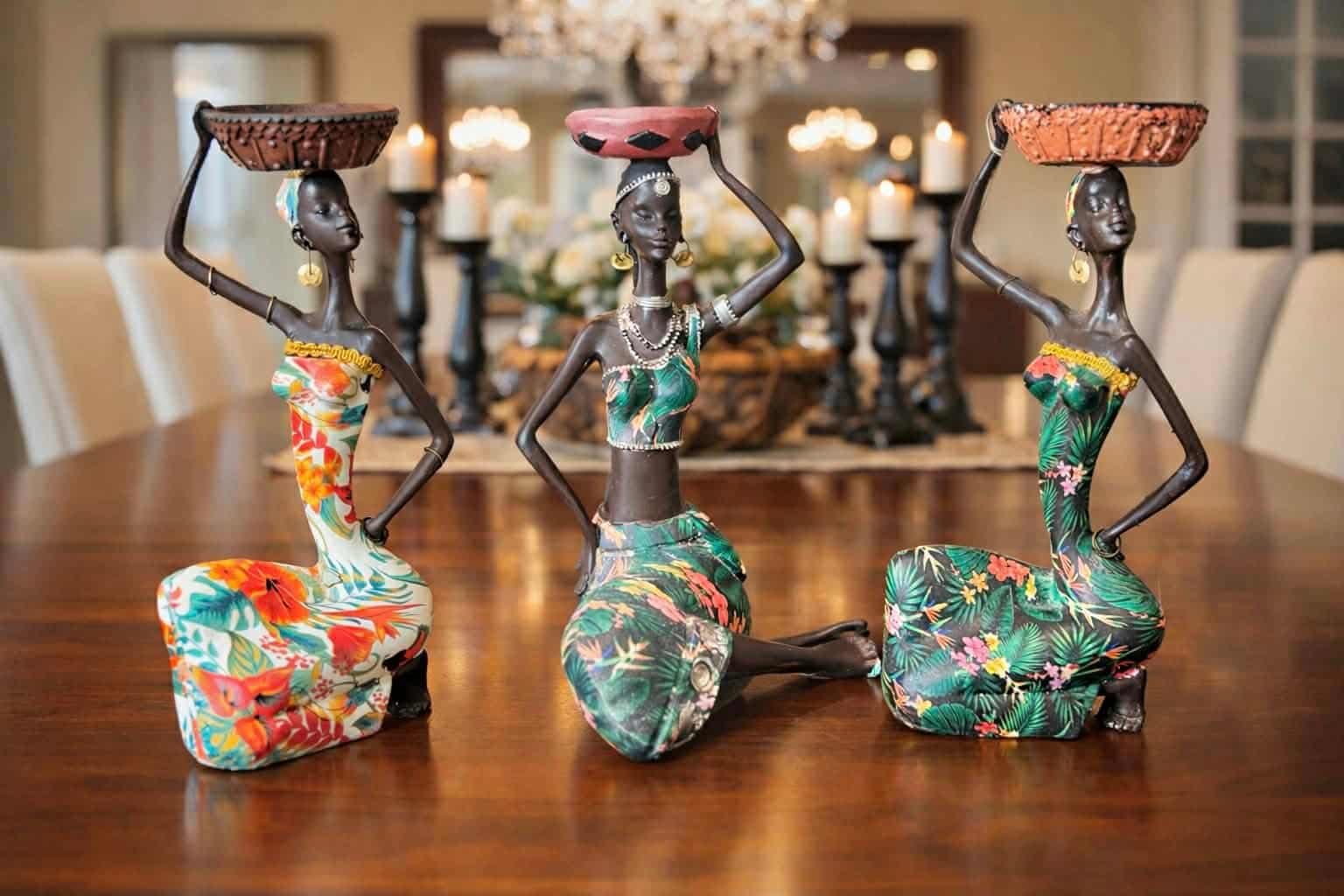 african 1 (1) Elegant African Lady Figurine Ornament Statue - Image 1