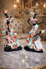 Elegant African Lady & Child Resin Figurine Large