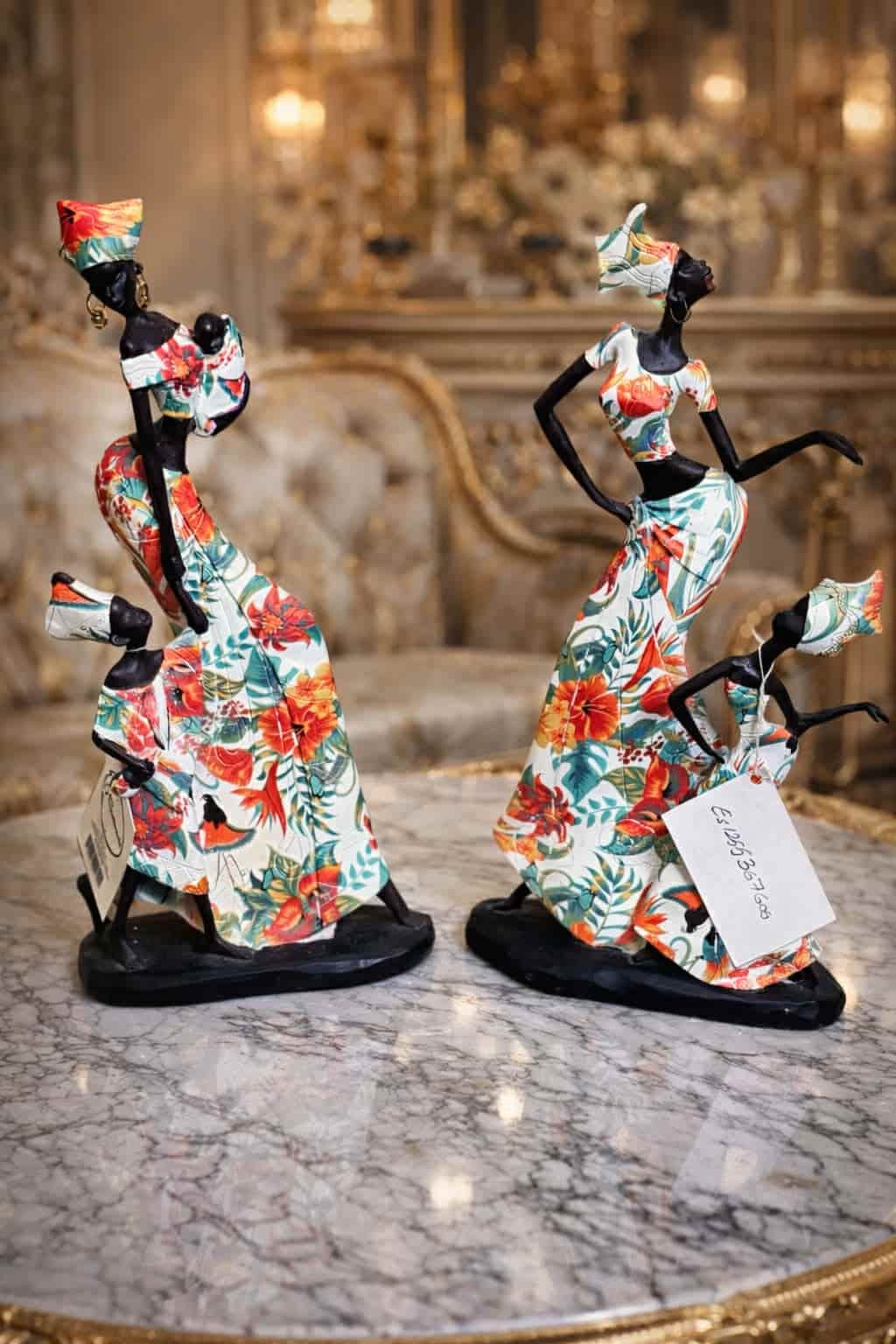 african (1) Elegant African Lady & Child Resin Figurine Large - Image 1