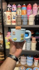 Adorable Bear Ceramic Mug with Lid & 3D Charms - Image 6