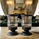 Elegant Vintage Hurricane Candle Holder Set - Image 4