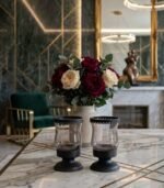 Elegant Vintage Hurricane Candle Holder Set - Image 3