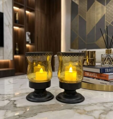 Elegant Vintage Hurricane Candle Holder Set