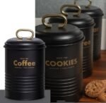 Vintage Metal Canister Set – 3-Piece Embossed Coffee, Tea, & Sugar Jars - Image 6