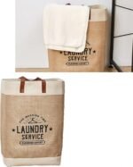 Deluxe Canvas Laundry Basket Set – Foldable Storage with Leather Handles - Image 7