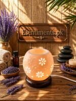 Floral Cut-Out Ceramic Electric Aroma Diffuser & Wax Melter Lamp oil burner - Image 2