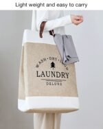 Deluxe Canvas Laundry Basket Set – Foldable Storage with Leather Handles - Image 3