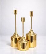 Luxury Golden Weighted-Base Taper Candle Holders - Set of 3 - Image 2