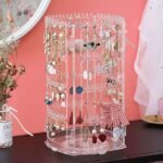 360° Rotating Acrylic Jewelry Organizer – 4-Tier Earring & Necklace Display Stand - Image 2