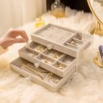 3 drawer velvet acrylic jewellery ring organizer