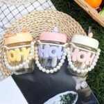 Aesthetic Pearl Glass Mug with Straw – 350ml Portable Sipper - Image 2