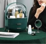 Luxury Textured Cosmetic Organizer with 3-Layer Storage & Gold Accents - Image 2