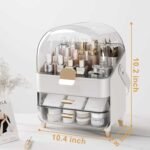 Large Dustproof Cosmetic Organizer with Transparent Dome & Drawers - Image 3