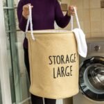 Large Foldable Grey Linen Laundry Basket – Aesthetic Home Storage Organizer - Image 4