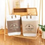 Deluxe Canvas Laundry Basket Set – Foldable Storage with Leather Handles