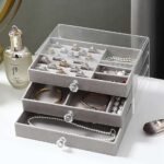 3 drawer velvet acrylic jewellery ring organizer - Image 5