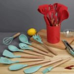 12-Piece Premium Silicone Kitchen Utensil Set with Wooden Handles - Image 4